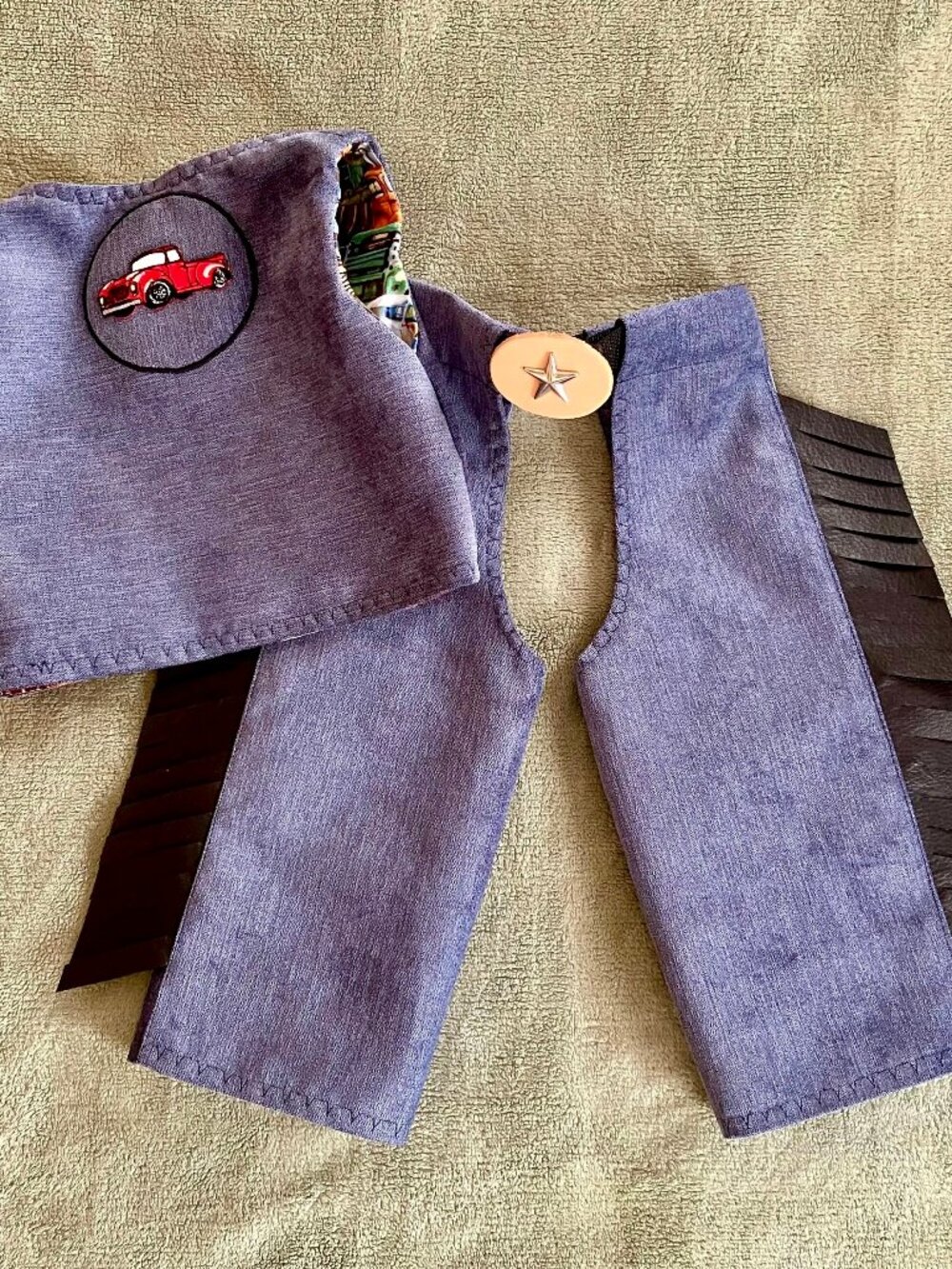 Handmade baby/Toddler Denim chaps & vest set